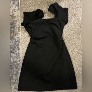 Milkmaid black dress with a strappy back.